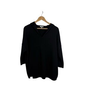 Lafayette 148 Women’s Wool Hooded Embellished Trim Tunic Black Size M/L